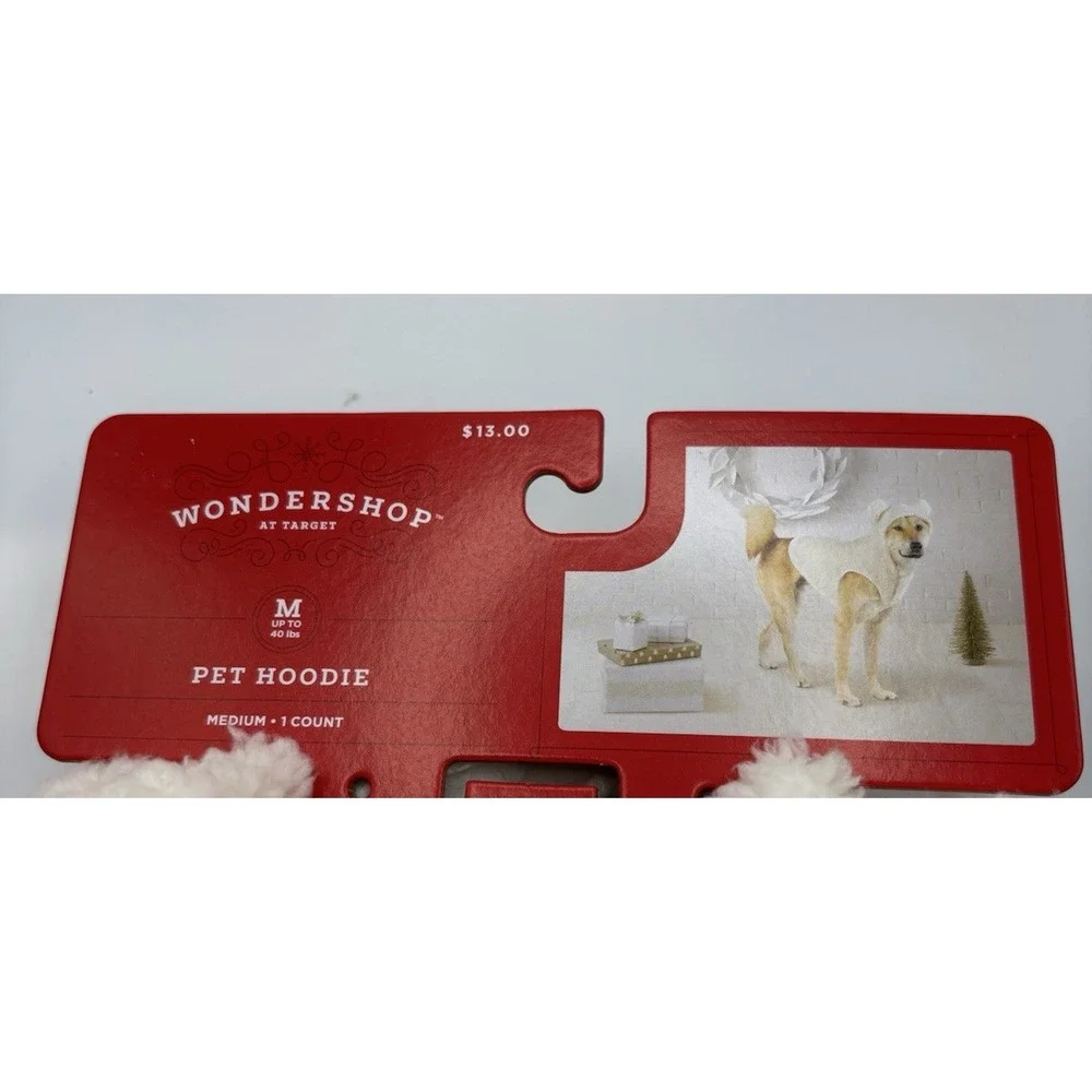 Wondershop Pet Hoodie White Fuzzy with Ears Size Medium‎